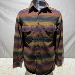Dickies Long Sleeve Button Front‎ Flannel Shirt (Wine Blanket Stripe) Sz M
